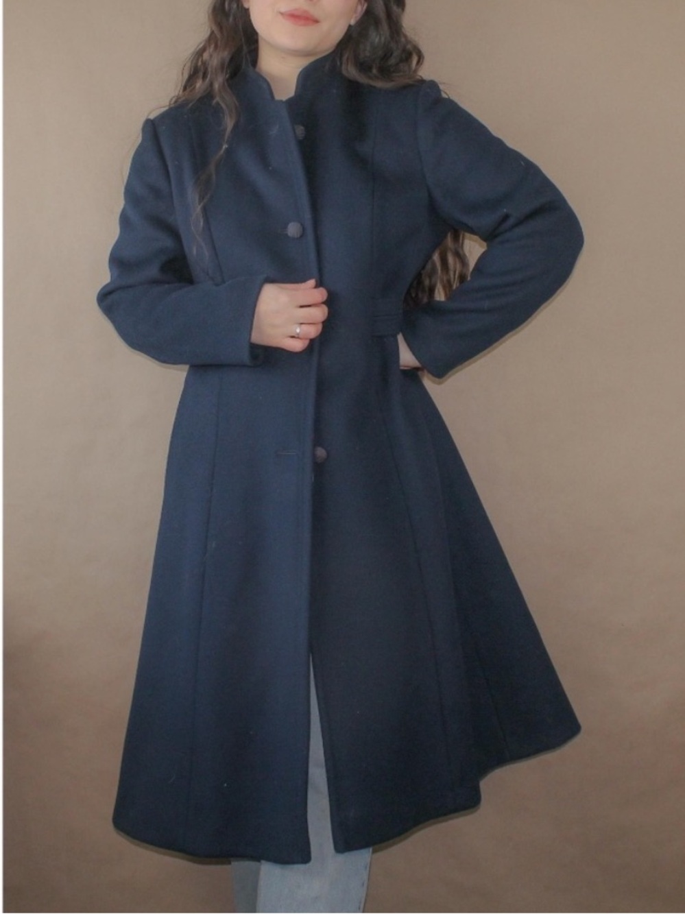 vtg 80s duster wool peacoat